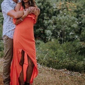 BCBG Orange frilly dress